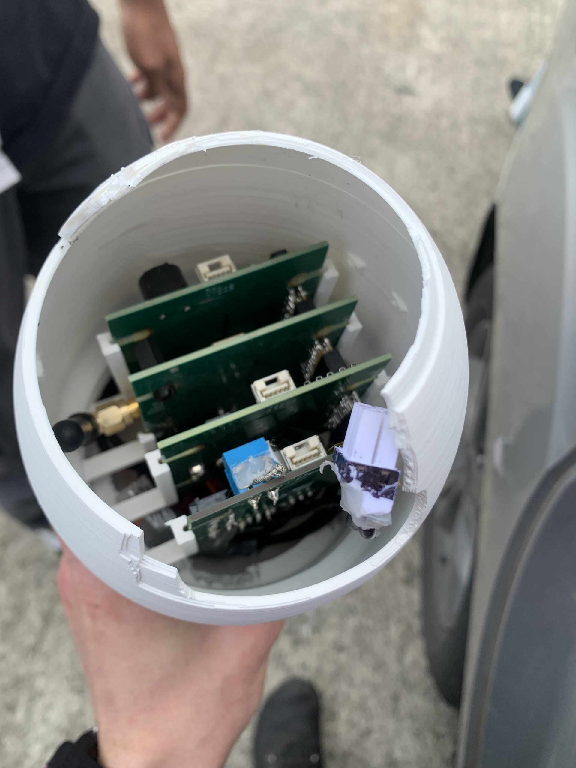 Ogma stack recovered inside its broken printed nosecone assembly