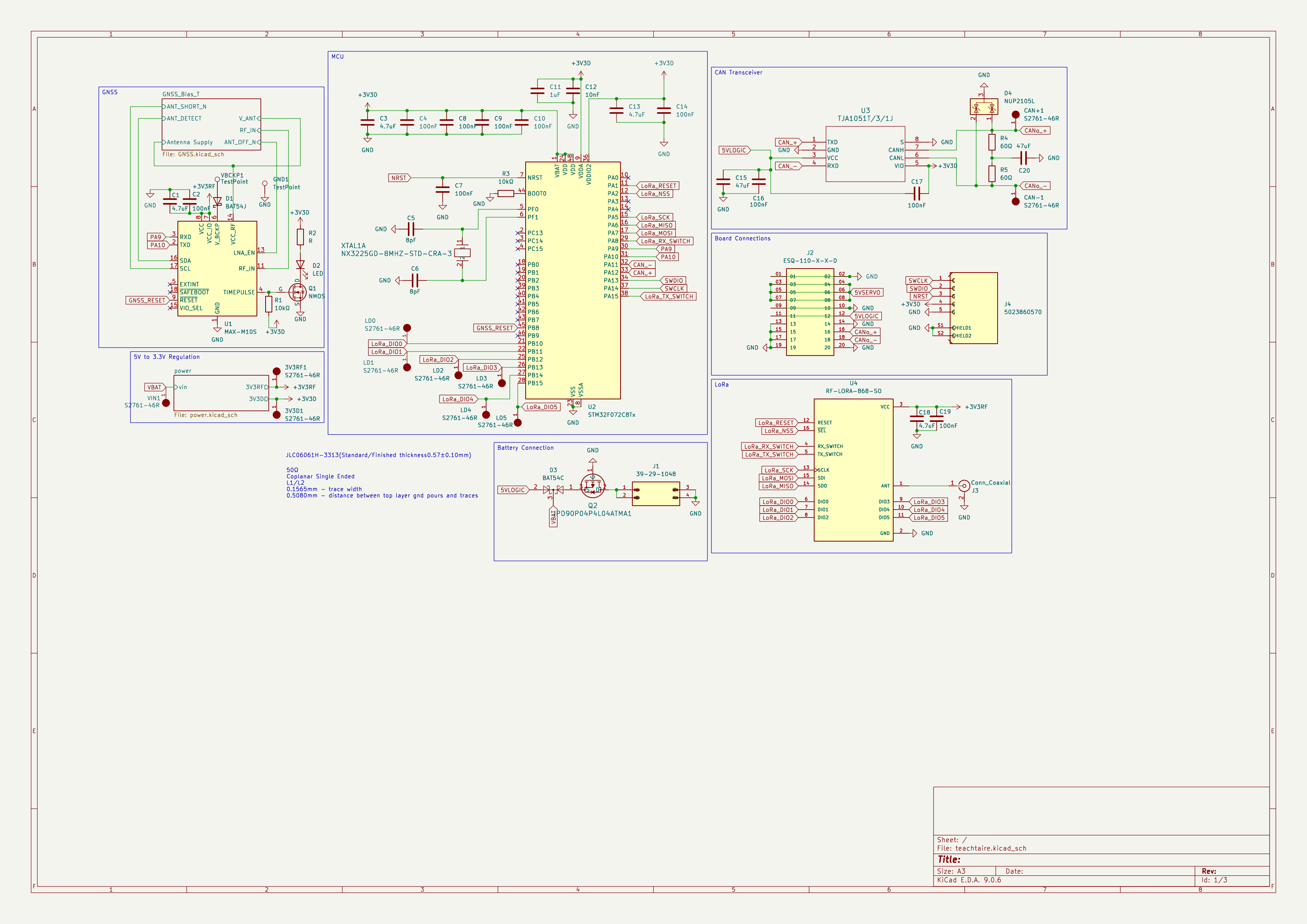 Teachtaire telemetry and GNSS schematic