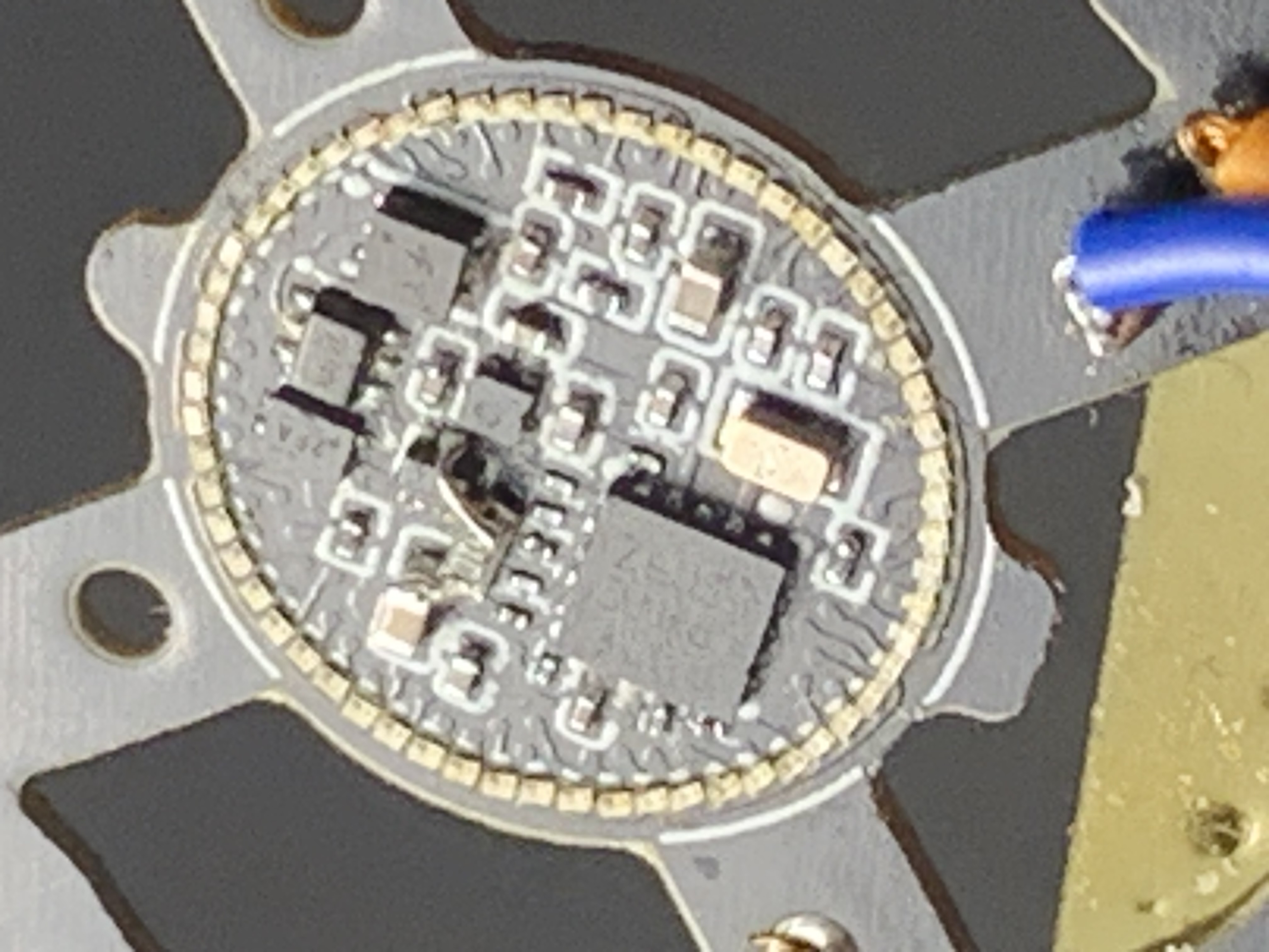 Close view of the Pace v3 PCB and its ring of LEDs