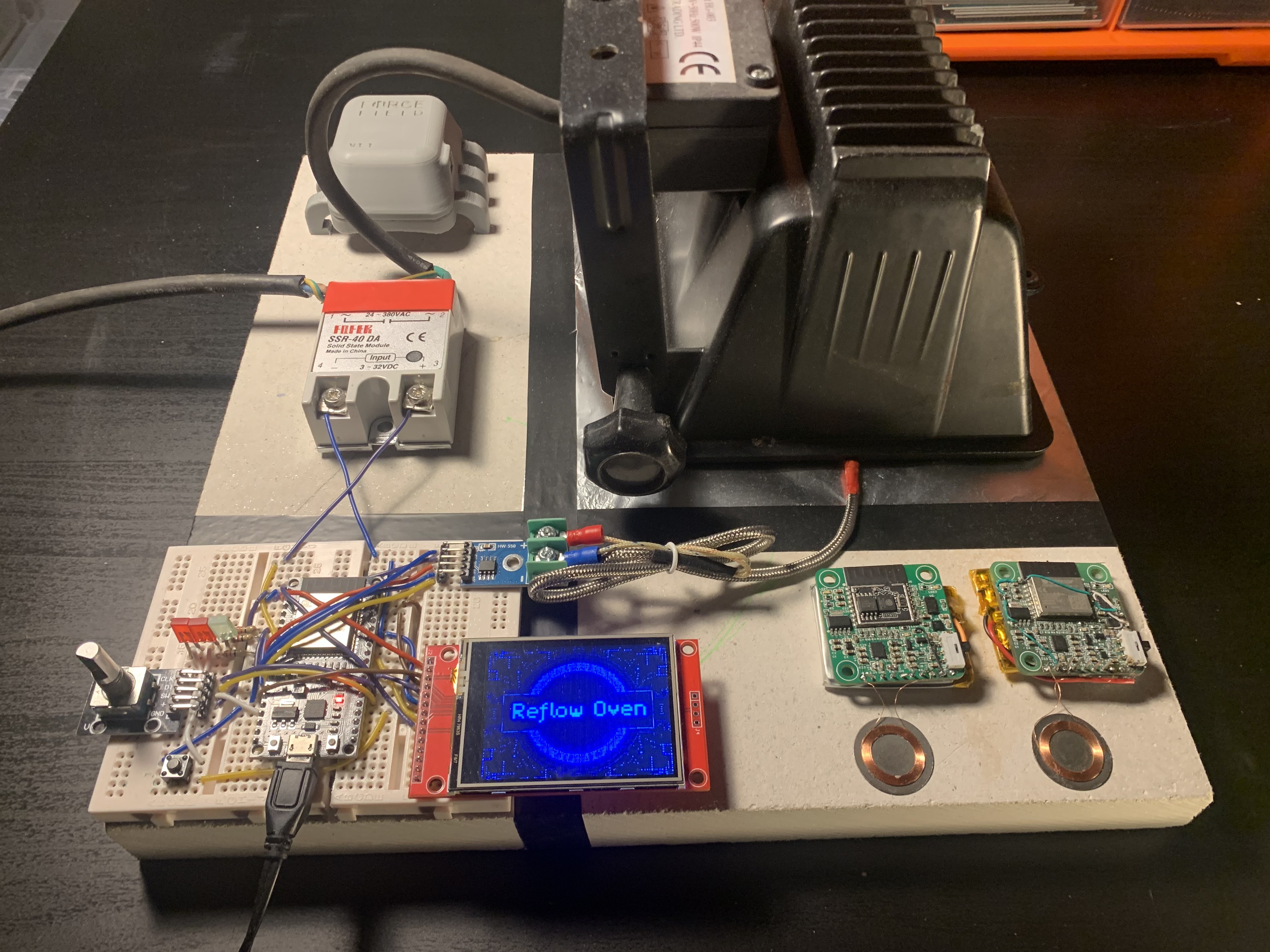 Floodlamp oven, controller and two ForceField boards