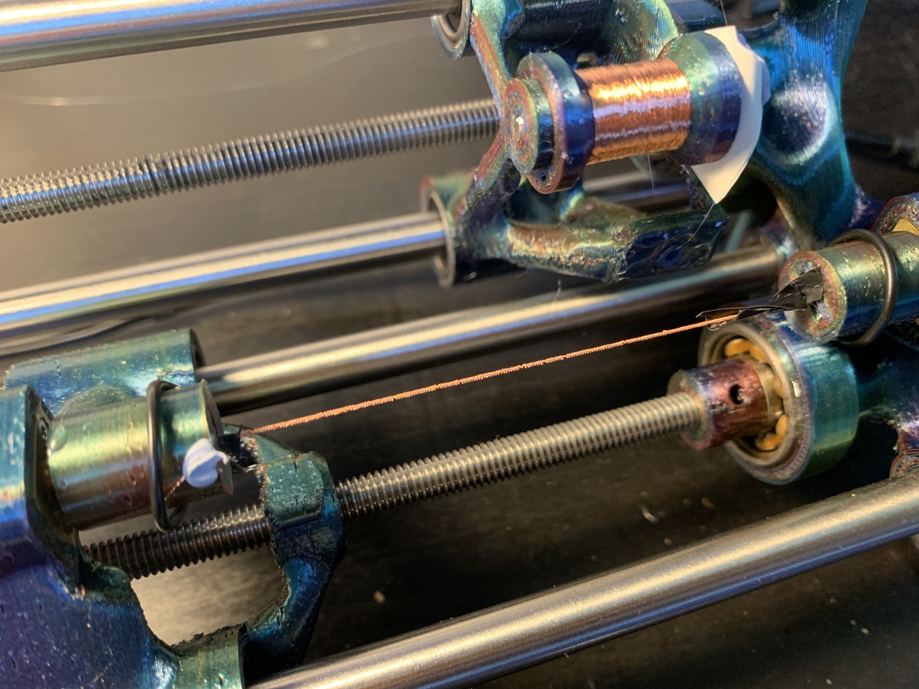The first full-length copper-wrapped supercoil made by the Twister machine