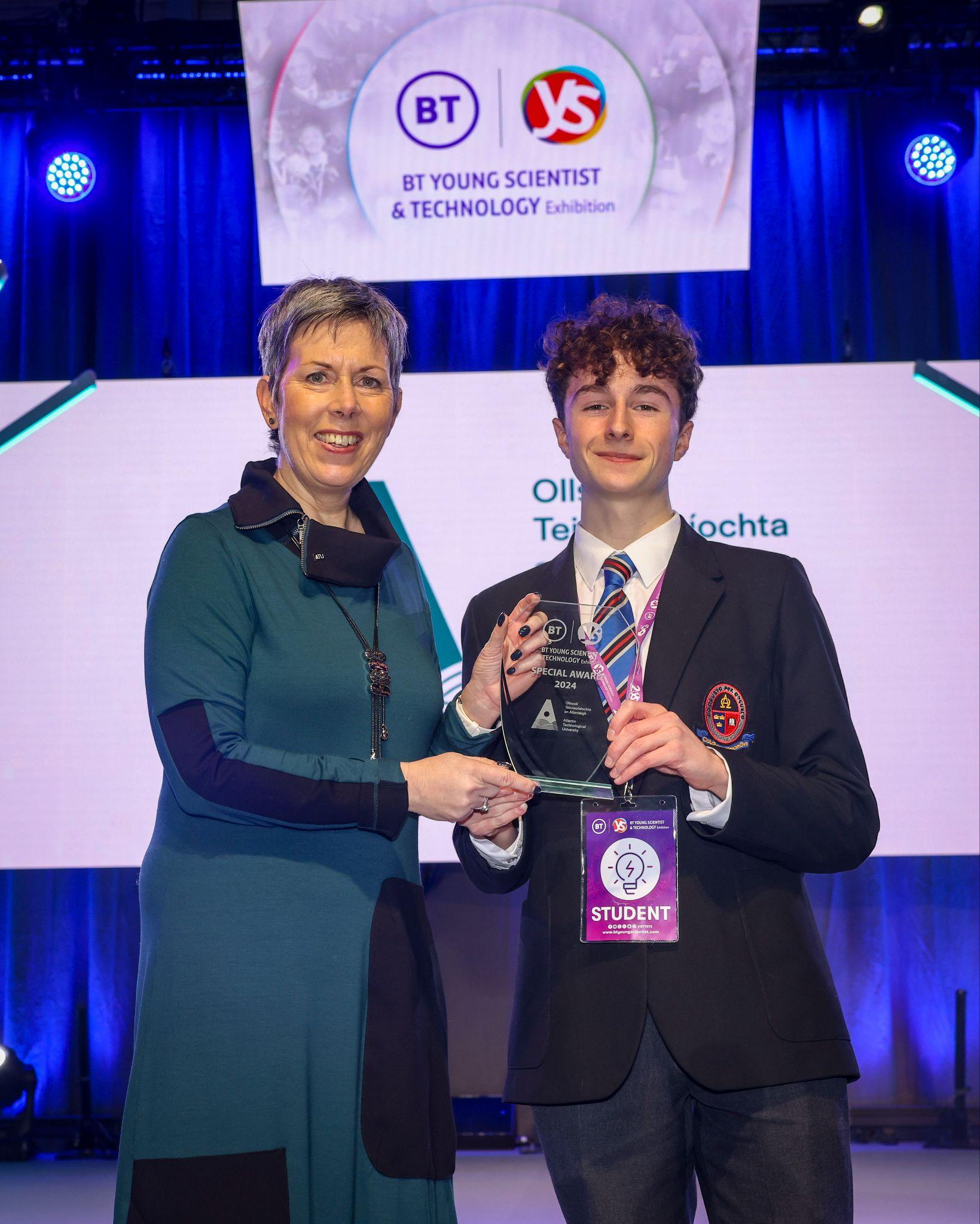Seán receiving the Atlantic Technological University special award at BTYSTE 2024