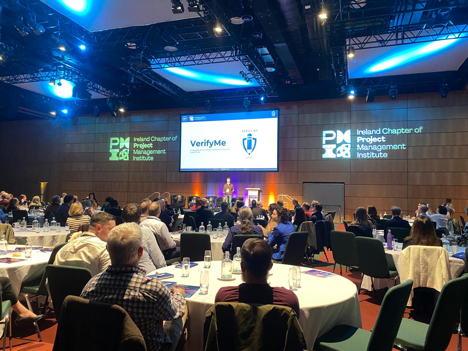 Seán presenting VerifyMe at the PMI Ireland National Conference in 2024
