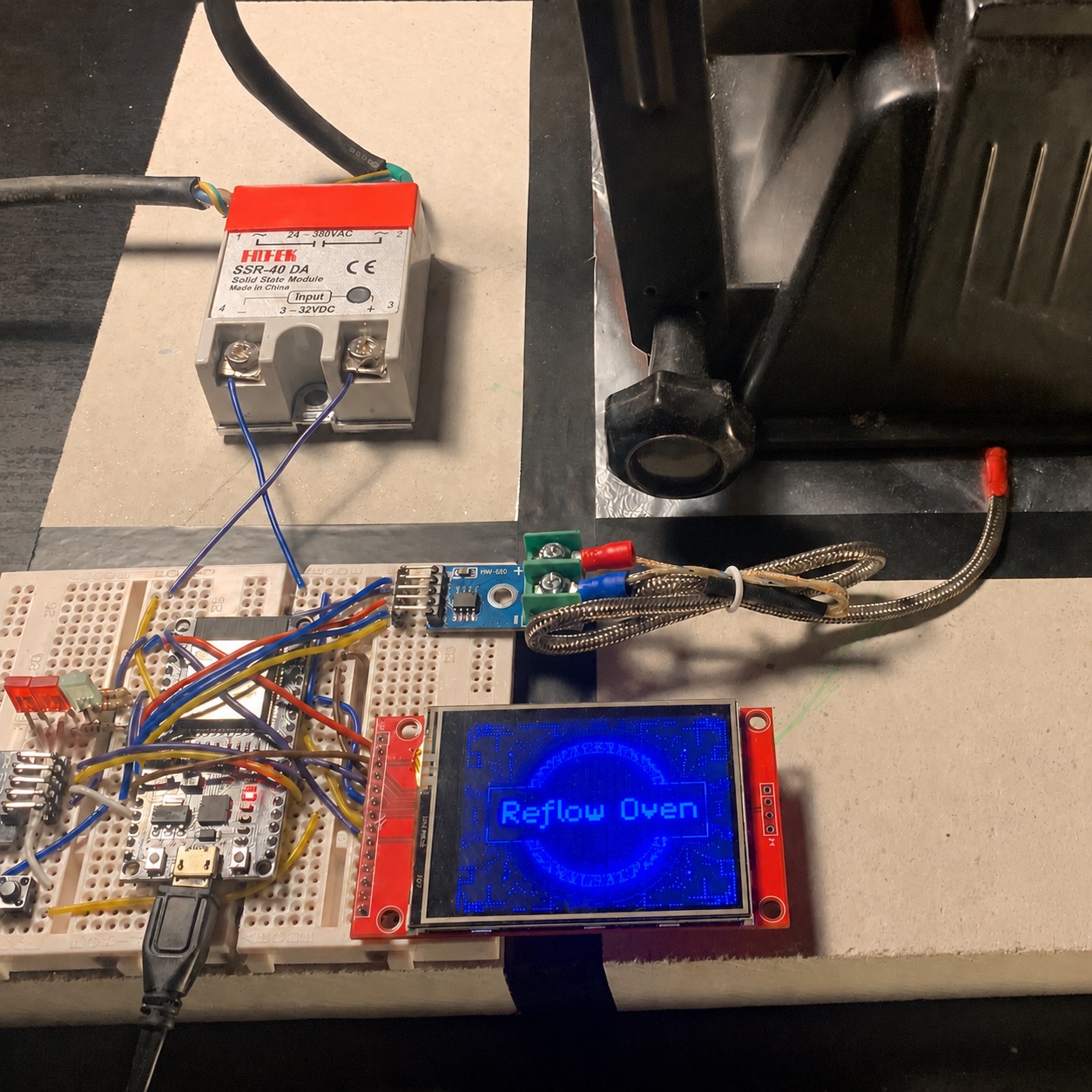 Floodlamp oven, controller and two ForceField boards