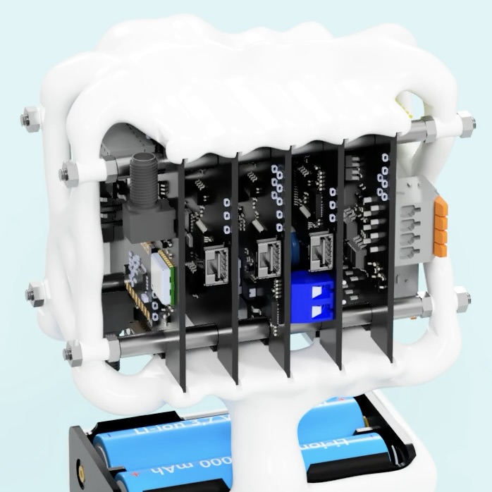Render of the Ogma modular flight computer stack